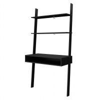 Manhattan Comfort 193AMC153 Cooper Ladder Desk with 2 Floating Shelves in Black